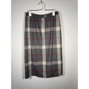 Summit Sportswear Plaid Wool Skirt Gray Red Knee Length